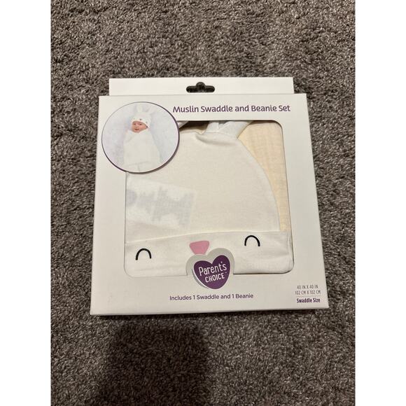 NWT Parents Choice Baby Bunny Swaddle Hat Set - Picture 1 of 2